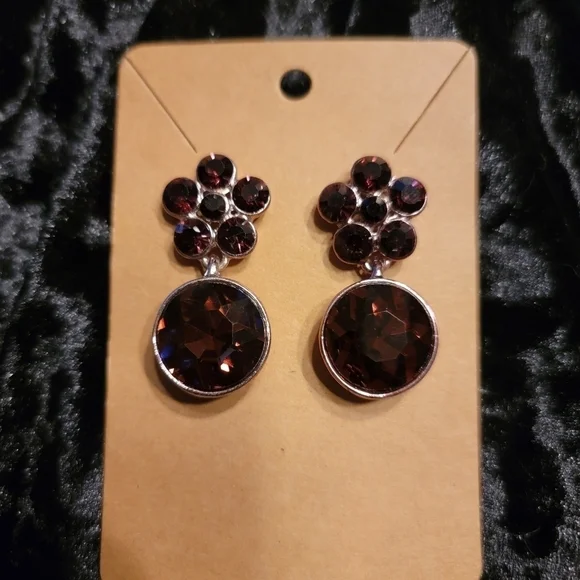 Faux Smokey Topaz Dangle Earrings - Picture 4 of 6